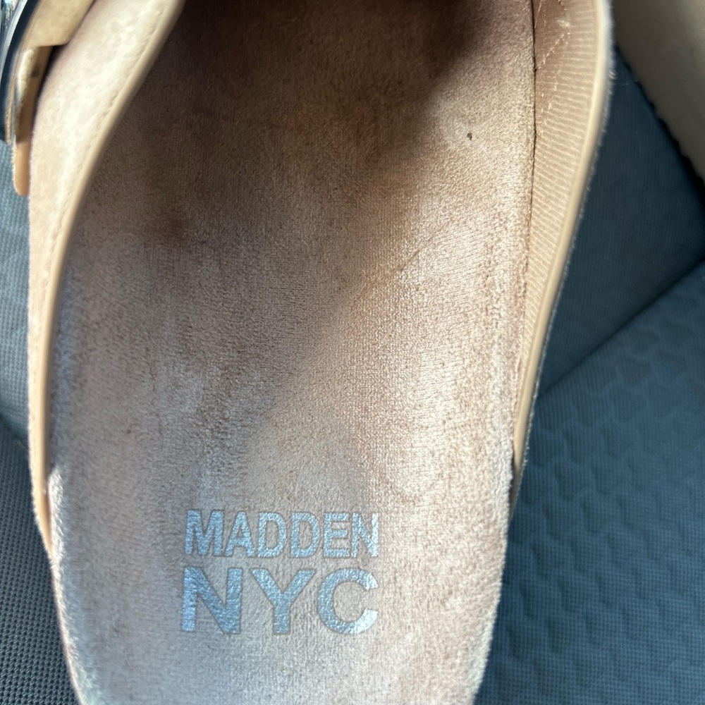 Beige Suede Clogs with Silver Buckle - Picture 6 of 6